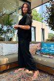 Lina Linen Blend French Tuck Blouse Black